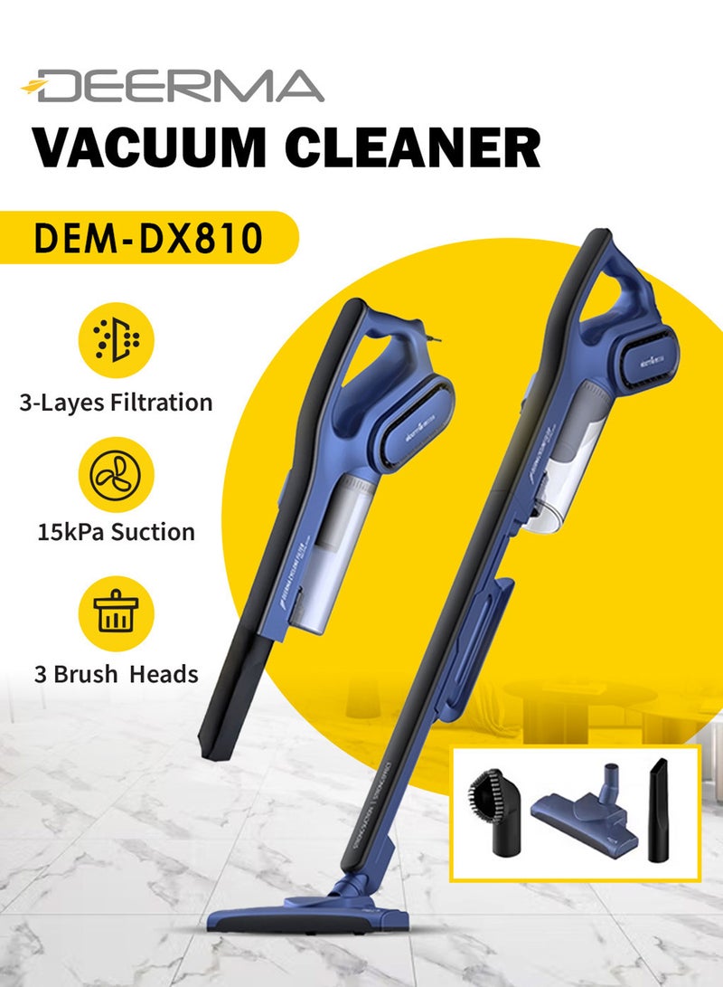 Deerma Portable 2-In-1 Handheld Vacuum Cleaner HEPA Filter15Kpa Strong Suction Vacuum 0.8 L 600 W DX810 Blue  - Image 1