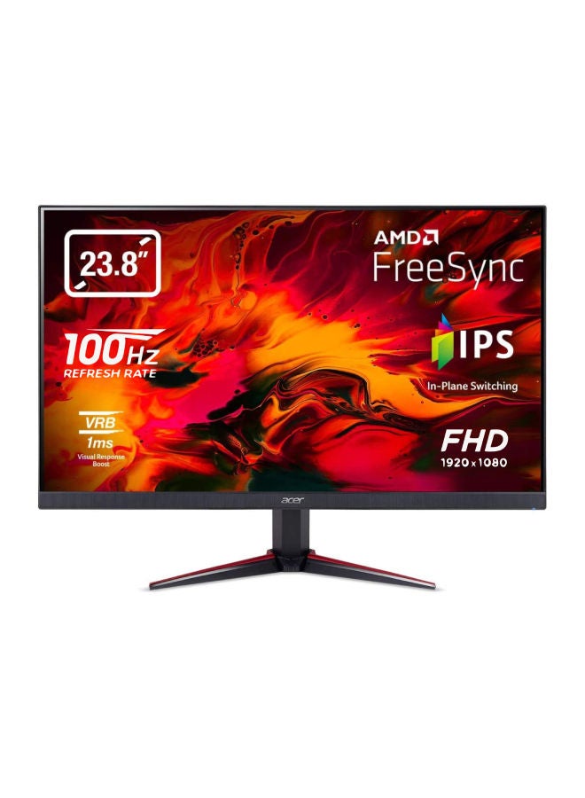 Acer - Nitro 23.8" Inch Gaming Monitor (1920x1080) with AMD FreeSync, Full HD, IPS Panel, 1ms Response Time & 100Hz Refresh Rate - VG240YEbmiix Black - Image 1