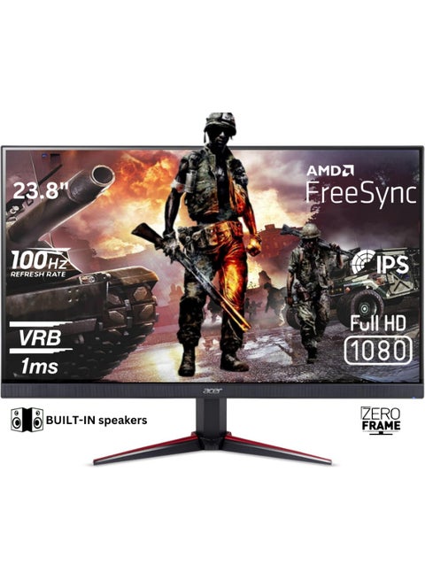 Nitro 23.8" Inch Gaming Monitor (1920x1080) with AMD FreeSync, Full HD, IPS Panel, 1ms Response Time & 100Hz Refresh Rate - VG240YEbmiix Black