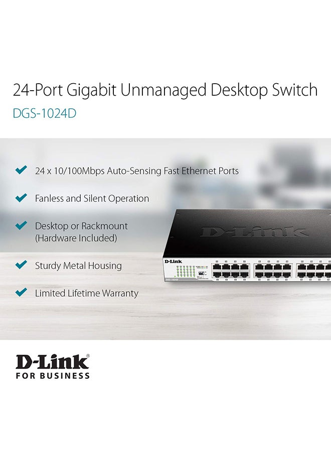 DGS-1024C 24-Port Gigabit Unmanaged Desktop/Rackmount Switch Black - pnsku/N53436514A/45/_/1694598335/2d32bbe2-3e36-43a0-8f18-53601a6a66c8