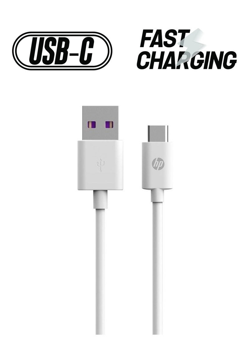 HP USB A To USB C Fast Charging 2.0 Cable 1M White  - Image 1