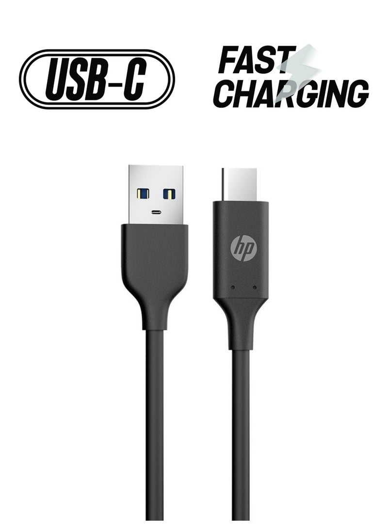 HP - Usb A To Usb C 3.0 Fast Charge Cable With 5Gbps Usb C Cable, 1.5M Length Type C Cable Compatible, Android Series Black - Image 1