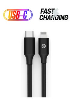 HP Braided USB-C To Lightning Cable Charge MFi-Certified iPhone USB-C Cable 1M Black  - Image 1