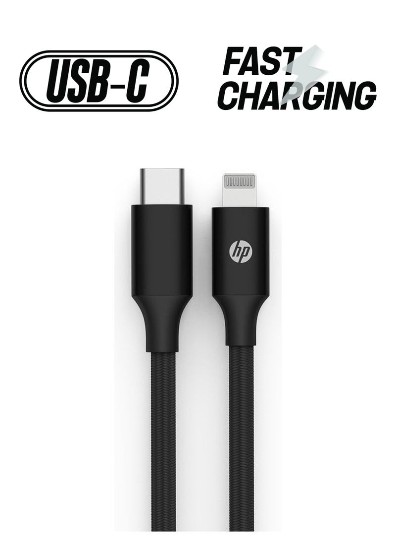 إتش بي كابل USB-C مضفر إلى كابل Lightning لشحن iPhone معتمد من MFi، كابل USB-C بطول 2 متر  - Image 1