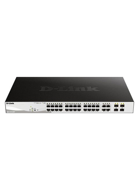 DGS-1210 28-Port Gigabit Smart Managed PoE Switch With 4 Gigabit GbE/SFP Combo Ports, L2+ Static Routing, 370W PoE Budget, Advanced L2 Switching & Security Features, Black | DGS-1210-28MP Black