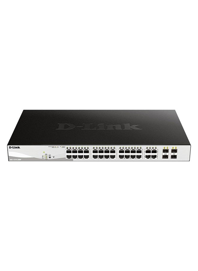 D-Link DGS-1210 28-Port Gigabit Smart Managed PoE Switch With 4 Gigabit GbE/SFP Combo Ports, L2+ Static Routing, 370W PoE Budget, Advanced L2 Switching & Security Features, Black | DGS-1210-28MP Black  - Image 1