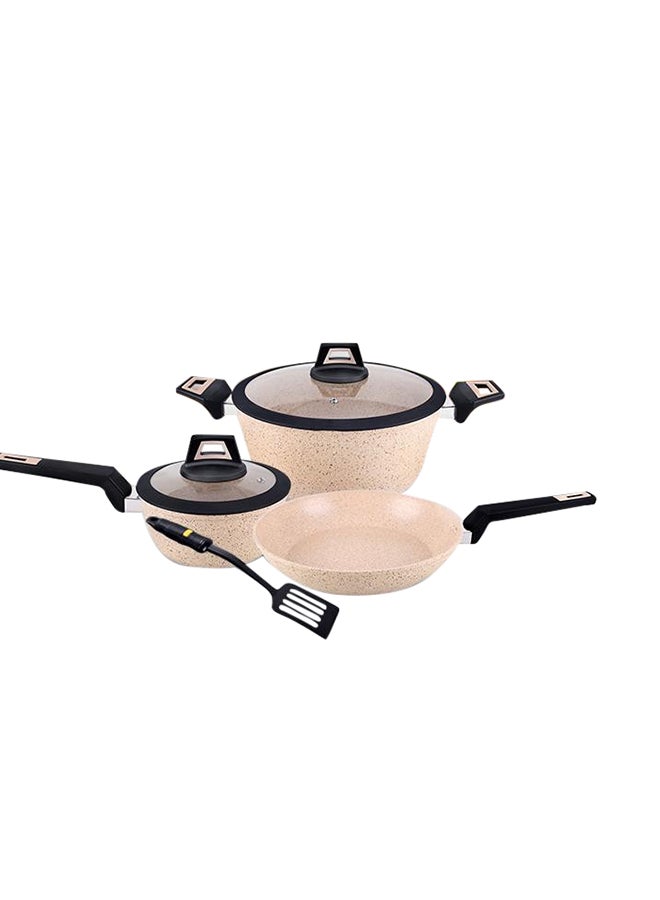 رويال فورد طقم أواني طهي وقدور من شيف آرت مطلية بالجرانيت مكون من 6 قطع مع أغطية من الزجاج المقوى 26x11سم - Image 1