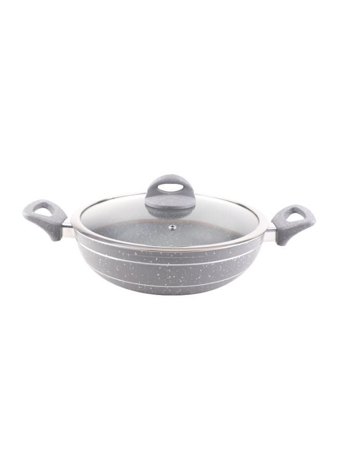 Royalford Smart Granite Series  Forged Aluminum Wok Pan With Lid Grey 26 cmcm  - Image 1