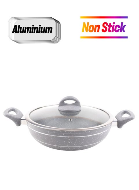 Smart Granite Series Granite Coating Forged Aluminum Wok Pan With Lid 28 Cm Grey 28 cmcm