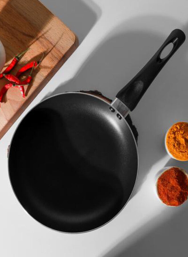 Royalford Aluminum Fry Pan Strong Aluminum Body With Non-Stick Coating And Bakelite Handle Assorted 24x4.5cm - Image 4