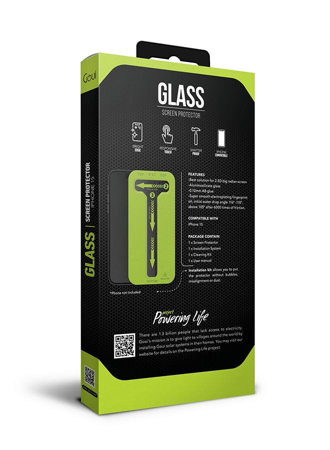 iPhone 15 Anti-Glare Glass Screen Protector - Reduce Glare & Enhance Visibility, Shatterproof, Responsive Touch, and Fingerprint Resistance - Aluminosilicate Glass with 0.12mm AB Glue, Super Smooth Electroplating Coating, and Bright Edge Design - Clear