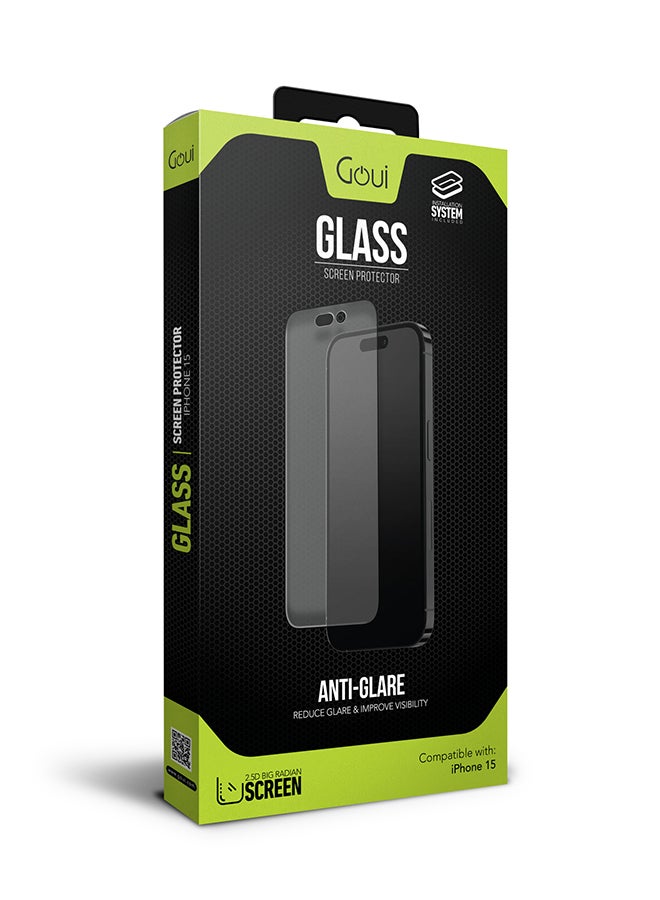 iPhone 15 Anti-Glare Glass Screen Protector - Reduce Glare & Enhance Visibility, Shatterproof, Responsive Touch, and Fingerprint Resistance - Aluminosilicate Glass with 0.12mm AB Glue, Super Smooth Electroplating Coating, and Bright Edge Design - Clear