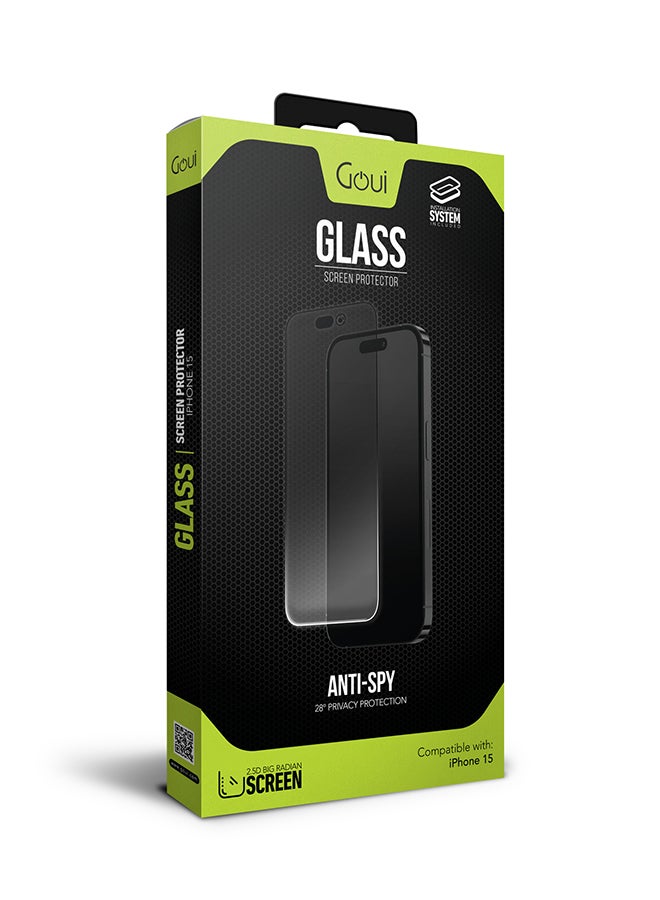 جوي شاشة حماية للخصوصية للآيفون 15 – حماية خصوصية ضد التجسس، زجاج ألومينوسيليكات مقاوم للكسر، طلاء إلكتروليتي فائق السلاسة، استجابة لمس عالية، ونظام تثبيت سهل - Image 3