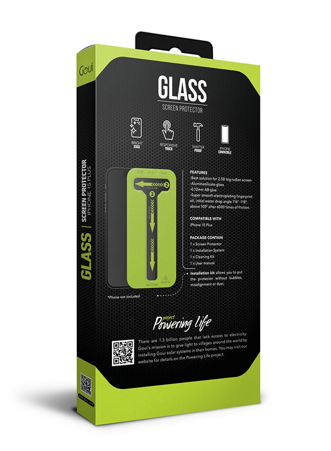 Goui - iPhone 15 Plus Anti-Glare Glass Screen Protector - Reduce Glare & Enhance Visibility, Shatterproof, Responsive Touch, and Fingerprint Resistance - Aluminosilicate Glass with 0.12mm AB Glue, Super Smooth Electroplating Coating, and Bright Edge Design - Clear - Image 1