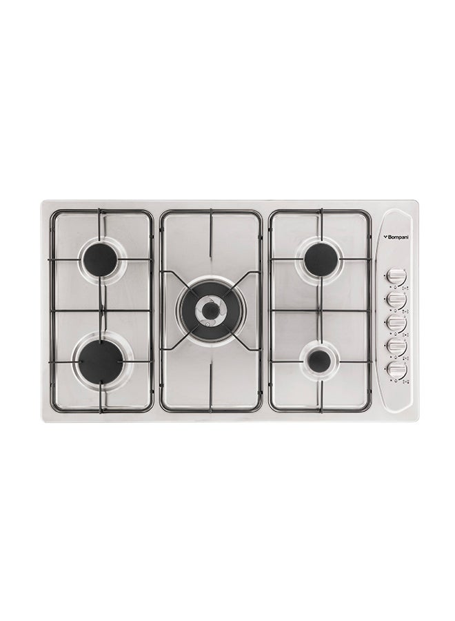 Bompani - 90Cm 5 Burner Stainless Steel Gas Hob - Auto Ignition, Safety Features, Elegant Design With Cast Iron Grids, Class Control Panel, And Flame Failure Device For Added Security- 1 Year Full Warranty BO293MV Silver - Image 1
