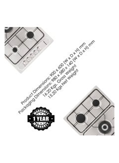 Bompani 90Cm 5 Burner Stainless Steel Gas Hob - Auto Ignition, Safety Features, Elegant Design With Cast Iron Grids, Class Control Panel, And Flame Failure Device For Added Security- 1 Year Full Warranty BO293MV Silver  - Image 4