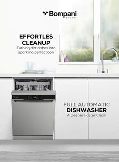 Bompani 15-Place Setting Dishwasher - Premium Inox Finish, Turbo Fan, 8 Programs, Led Display, Overflow Protection, 4-Star Energy Rating, One-Year Warranty 1900 W BO5021ST Silver  - Image 3
