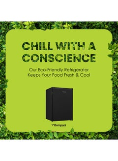 Bompani 78 Litter Single Door Refrigerator - Defrost Fridge Freezer With Smart Sensor And Humidity Control With 1 Year Full And 5 Year Compressor Warranty BR110N Black  - Image 3