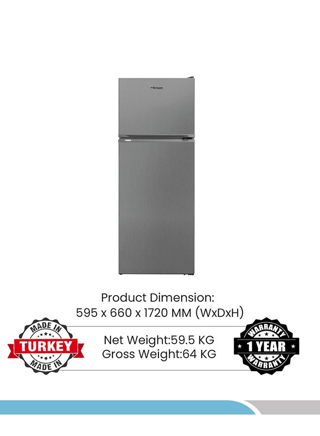 332L Top Mount Double Door Refrigerator - Frost Free Fridge Freezer With Smart Sensor And Humidity Control With 1 Year Full And 5 Year Compressor Warranty - BR400SS Dark Silver