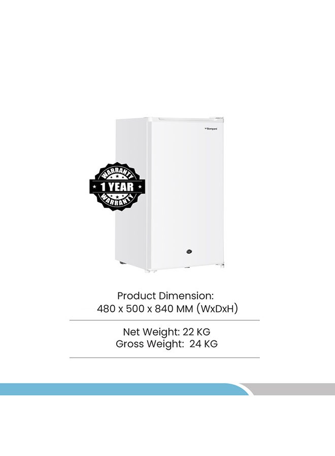 Bompani - 92 Litter Single Door Refrigerator - Defrost Fridge Freezer With Smart Sensor & Humidity Control With 1 Year Full And 5 Year Compressor Warranty BR146 White - Image 1