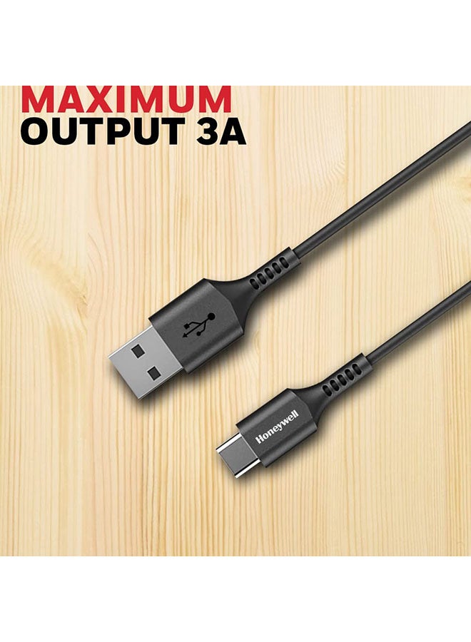 Honeywell - Usb To Type C Cable 1.8Mtr Tangle Free Compatible With Iphone 16/15 Google Pixel Samsung And Oneplus Upto 60W Pd Black Black - Image 1