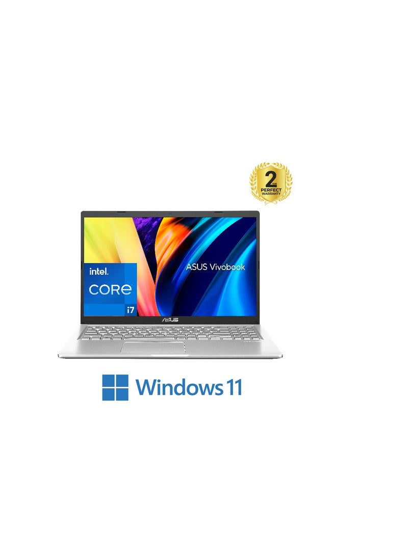 ASUS - ASUS Vivobook 15 X1500EP-EJ007W, i7-1165G7, 8GB, 512GB SSD, Nvidia MX 330 2GB, 15.6 INCH FHD, WIN 11  ransparent Silver /Fingerprint English/Arabic transparent silver - Image 1
