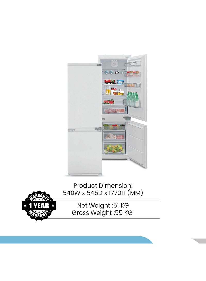 Double Door Built-In Refrigerator, No Frost, Bottom Freezer, Mechanical Controls, Frost-Free System 256 L BO6862NF White