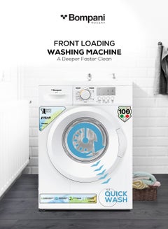 Bompani 6kg Front Load Washing Machine, 23 Programs, Energy Efficient 66 kWh/Year, IPX4 Rated, Push Button & Knob Control, Low Water Consumption, Quiet Operation, Perfect for Small Spaces 6 kg BI2876N White  - Image 3