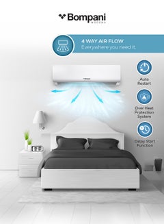 Bompani 24,000 Btu Split Ac – Inverter Rotary Technology, R410A Refrigerant With Overload Protection, Delay Start, Self Diagnose, Quick Humidity Extraction, Replaceable Air Filter BSAC247VT White  - Image 4