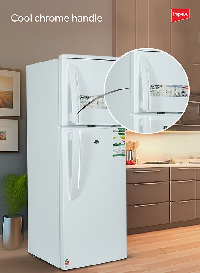 Impex - Double Door Refrigerator 138 Liter 4.6 Cu. Ft, Freezer, Adjustable Legs, Safety Lock, Low Noise, Energy Saving, Glass Shelf, Interior Lamp IRF 138 White - Image 1