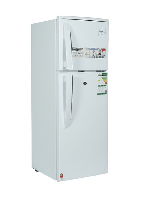 Double Door Refrigerator 138 Liter Fridge 4.6 Cu. Ft, Freezer, Adjustable Legs, Safety Lock, Low Noise, Energy Saving, Glass Shelf, Fast Cooling Interior Lamp IRF 138 White