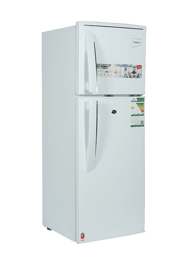 Double Door Refrigerator 138 Liter Fridge 4.6 Cu. Ft, Freezer, Adjustable Legs, Safety Lock, Low Noise, Energy Saving, Glass Shelf, Fast Cooling Interior Lamp IRF 138 White