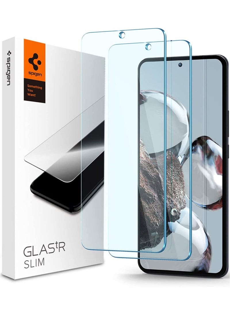 Spigen Glastr Slim 2 Pack For Xiaomi 12T, 12T Pro Screen Protector Premium Tempered Glass - Case Friendly Clear - Image 1