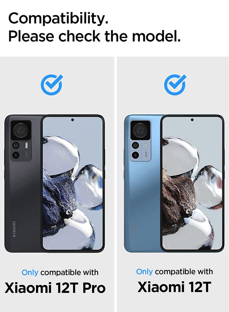 Spigen Glastr Slim 2 Pack For Xiaomi 12T, 12T Pro Screen Protector Premium Tempered Glass - Case Friendly Clear - Image 2