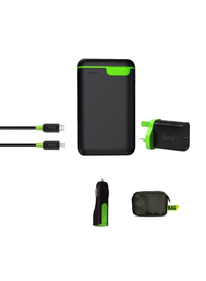 Goui - Kigo 10 + Mini 20 + Viper + Classic (Type C + Micro) Cables + Soft Bag Package – Ultimate Mobile Charging Solution for On-the-Go Convenience, Fast Charging, and Seamless Organization - Black Black - Image 1