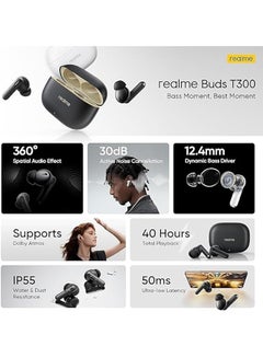realme Buds T300 True Wireless Earbuds With 30dB Noise Cancelling Stylish Black Stylish Black  - Image 2