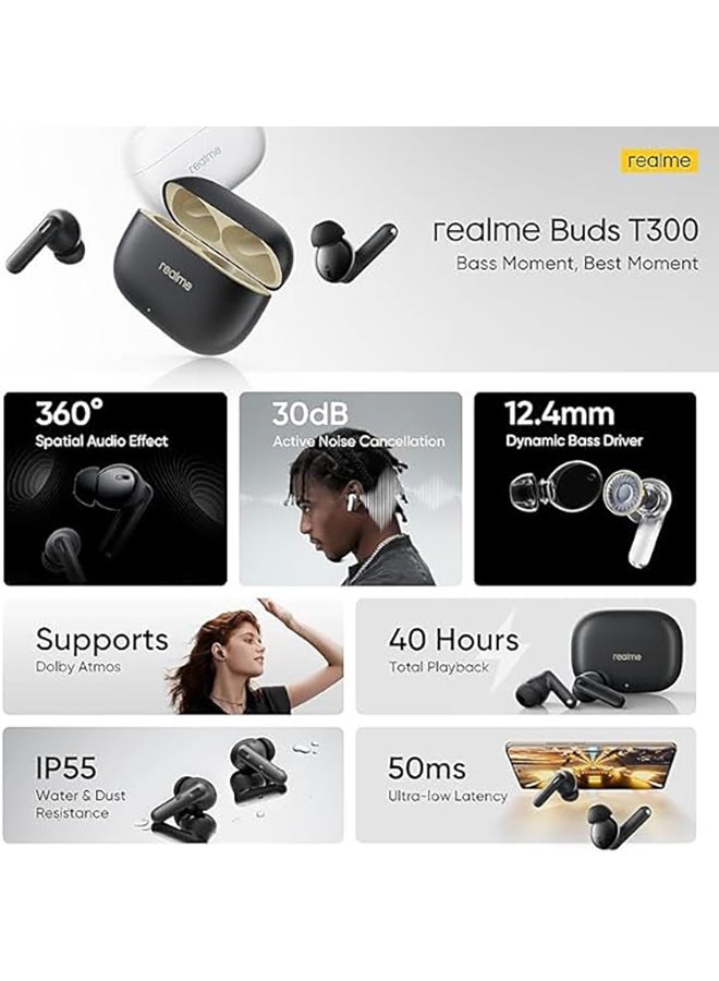 realme - In-Ear Buds T300 True Wireless Earbuds With 30dB Noise Cancelling White - Image 1