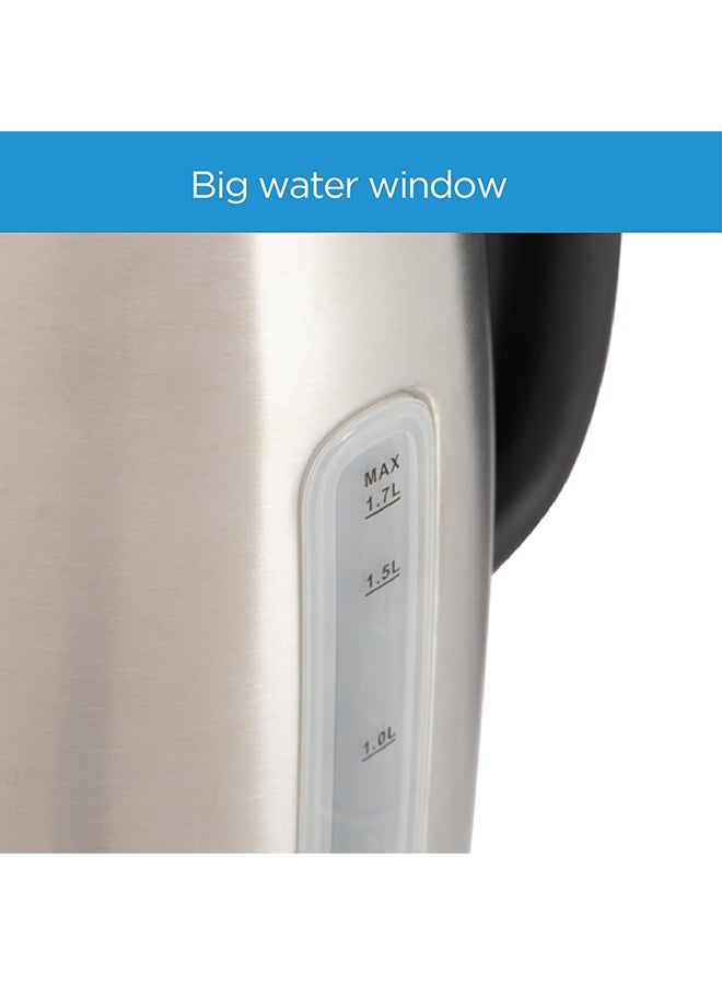 Midea - Electric Kettle, 1850-2200W Power, Water-Level Indicator, Removable Filter And Auto Shut-Off, Stainless Steel Body With 360° Swivel Base Perfect For Beverages 1.7 L 1850 W MK17S30D2 Silver - Image 1