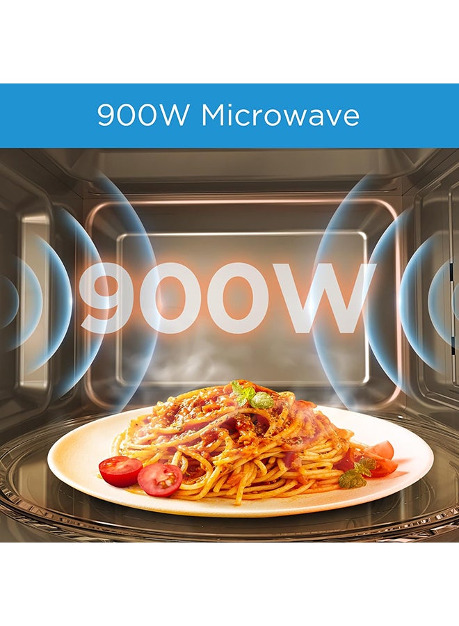 Midea - Microwave Oven With Digital Touch Control, 900W Power, Child-Safety-Lock, 10 Power Levels, LED Display With +30s Express Start, Grilling Roasting And Cooking Functions 25 L 900 W EM925A2GU-SL Silver - Image 1