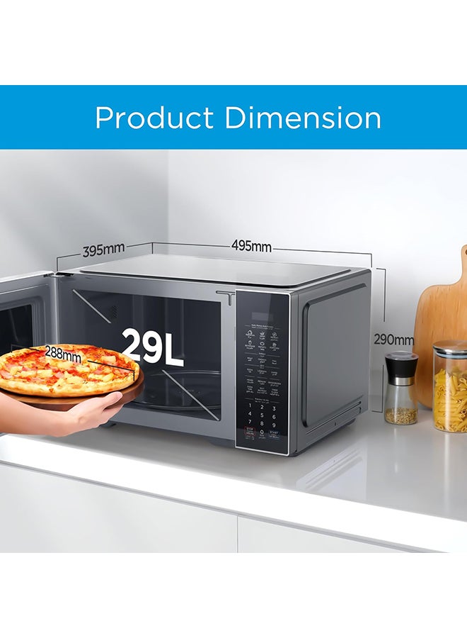 Midea - 2-In-1 Microwave Oven With Grill, Digital Touch Control, Child-Safety-Lock, 11 Pre-Programmed Menus, LED Display, Grilling Roasting And Cooking Functions, Full Glass Finish 29 L 900 W EG9P032MX Silver - Image 1