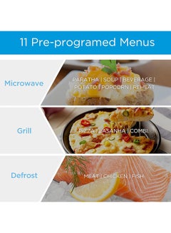 Midea 2-In-1 Microwave Oven With Grill, Digital Touch Control, Child-Safety-Lock, 11 Pre-Programmed Menus, LED Display, Grilling Roasting And Cooking Functions, Full Glass Finish 29 L 900 W EG9P032MX Silver  - Image 3