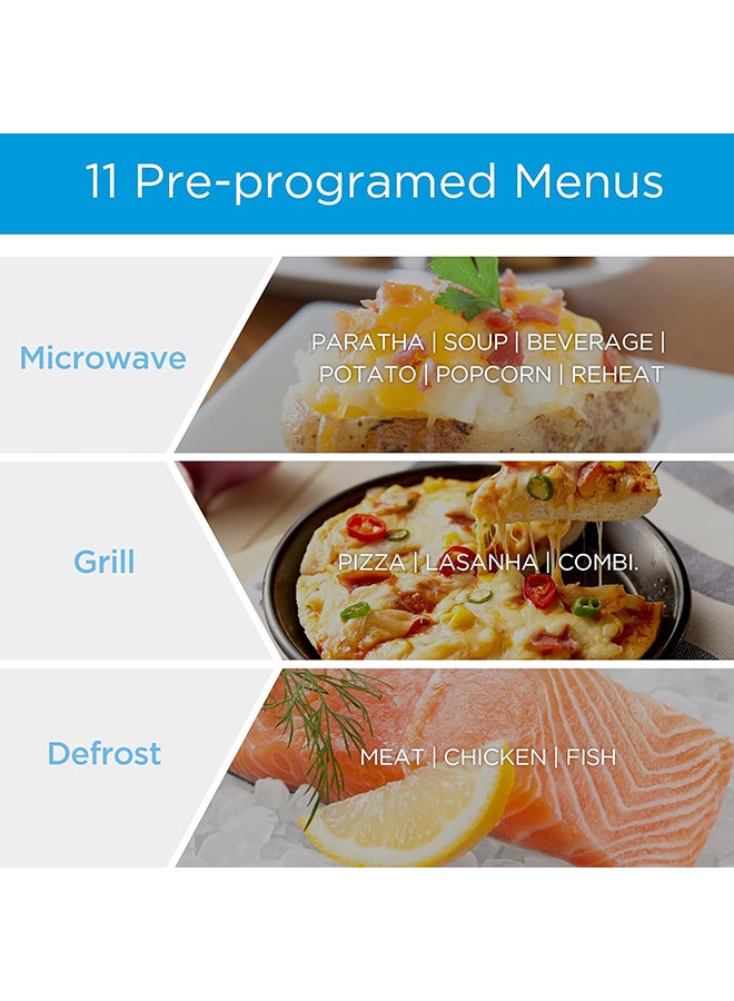 Midea - 2-In-1 Microwave Oven With Grill, Digital Touch Control, Child-Safety-Lock, 11 Pre-Programmed Menus, LED Display, Grilling Roasting And Cooking Functions, Full Glass Finish 29 L 900 W EG9P032MX Silver - Image 1
