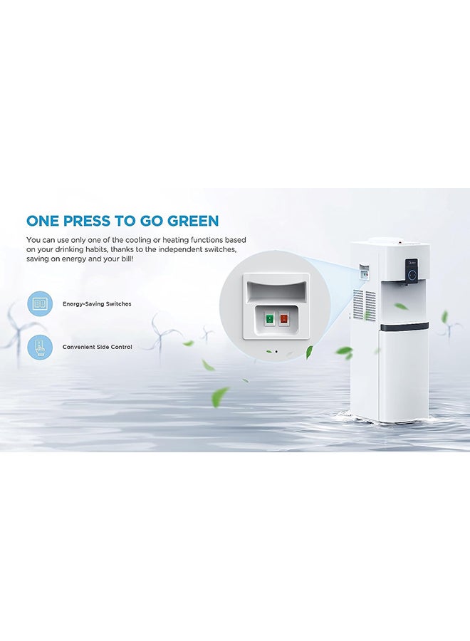 Midea - Top Loading Water Dispenser With Cabinet, Hot And Cold Dual Function, 3 Temperatures Settings, Child Safety Lock, Best For Home Kitchen Office And Pantry YL2037SW White - Image 1