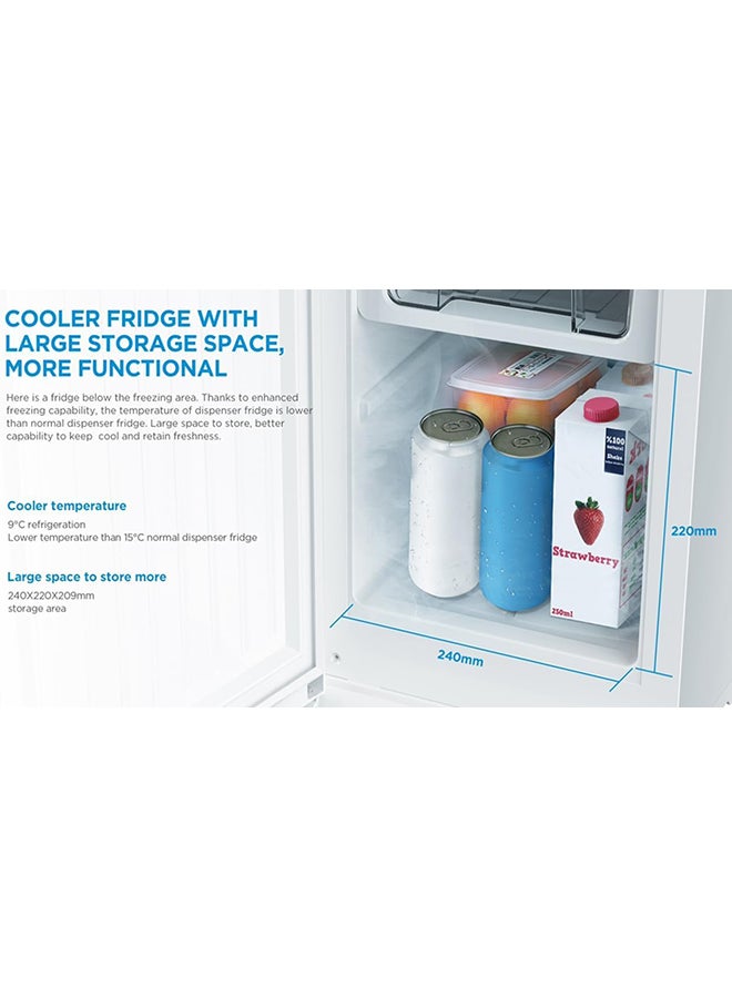 Midea - Top Loading Water Dispenser With Bottom Refrigerator, Hot Cold And Ambient Temperature, Cooler Fridge With Large Storage Space, Child Safety lock, Best For Home Kitchen Office And Pantry YL2037SB White - Image 1