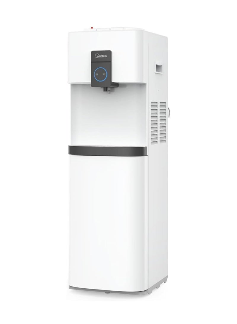 Midea - Top Loading Water Dispenser With Bottom Refrigerator, Hot Cold And Ambient Temperature, Cooler Fridge With Large Storage Space, Child Safety lock, Best For Home Kitchen Office And Pantry YL2037SB White - Image 1