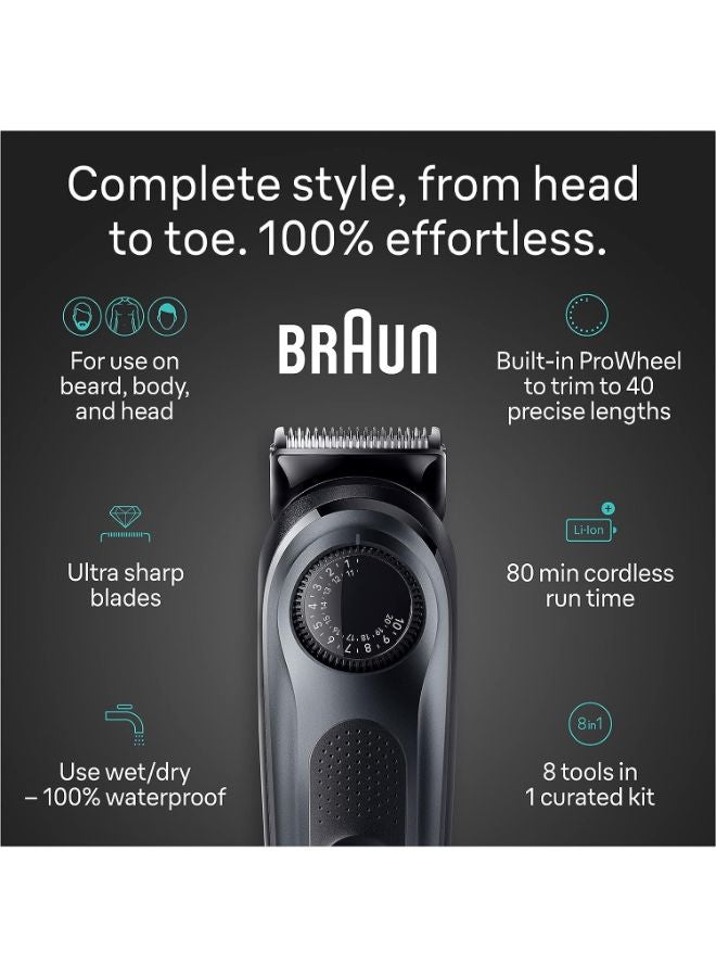 BRAUN 8-in-1for Men with Beard Trimmer, Body, Hair and More, 40 Length Settings, Waterproof - Image 5