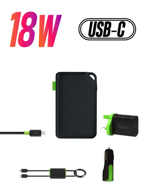 Brave 10 + Viper + Mini20 + Lock iPhone to Type-C Cable + Classic Type-C Cable + Soft Bag Package – Versatile Charging and Data Transfer Solution with Enhanced Durability, Compatibility, and Portability for iPhone and Type-C Devices - Black Black Black
