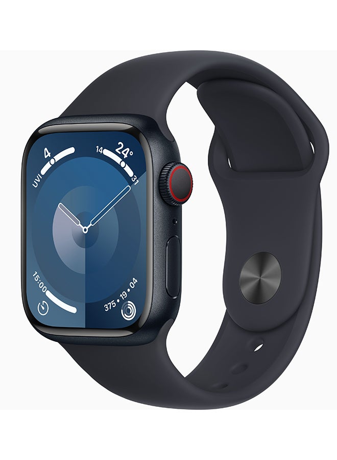 Apple - Watch Series 9 GPS + Cellular 41mm Midnight Aluminium Case With Midnight Sport Band - Image 1
