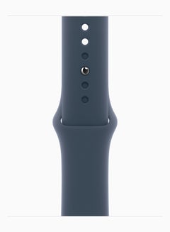 Apple Watch Series 9 GPS + Cellular 45mm Silver Stainless Steel Case With Storm Blue Sport Band  - Image 3