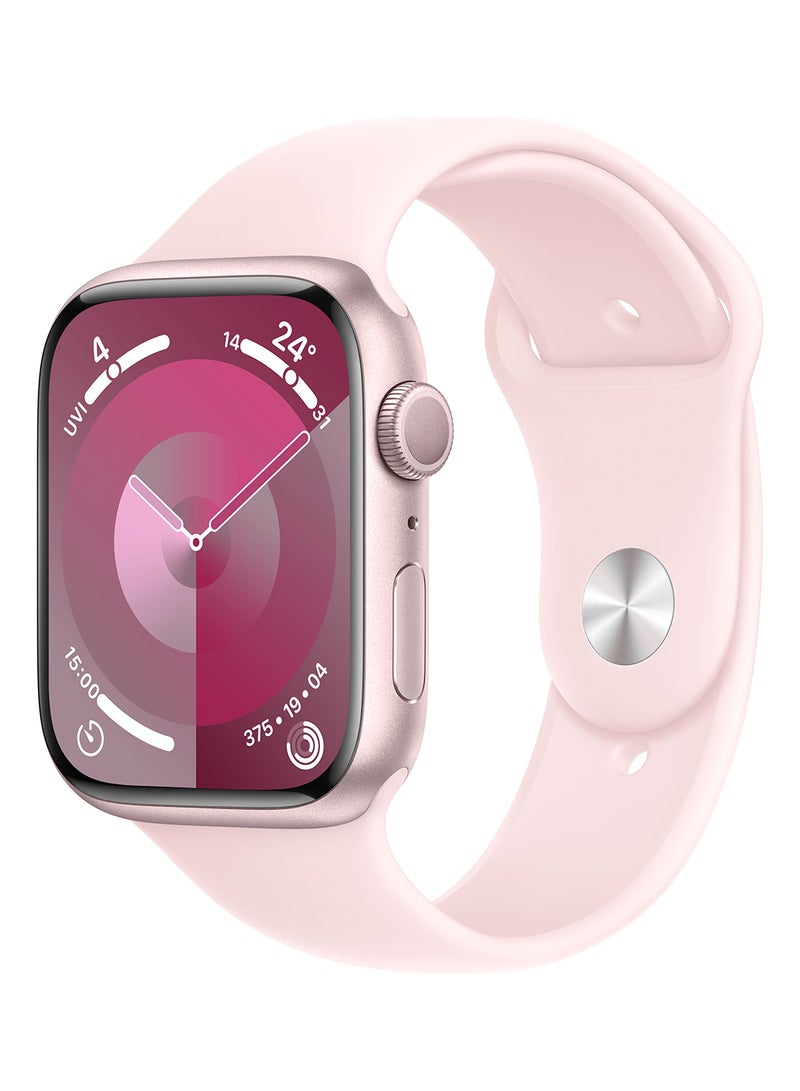 Apple - Watch Series 9 GPS 45mm Pink Aluminium Case With Light Pink Sport Band - Image 1
